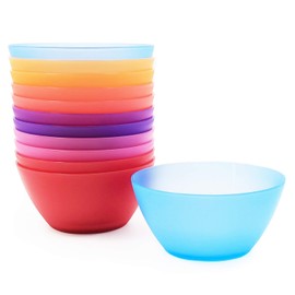 28-ounce Plastic Bowls, Unbreakable and Reusable Cereal Bowls Soup Bowls Salad Bowls, Set of 12 Multicolor