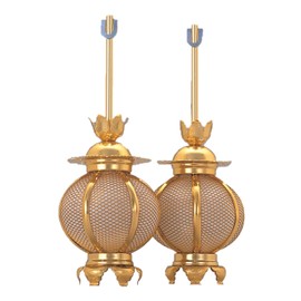 Aluminum Round Hanging Lantern, Small, Diameter 3.0 inches (7.5 cm), 1 Pair, Electrical Cord and Heaton Included, Kyoto Altar Isemura