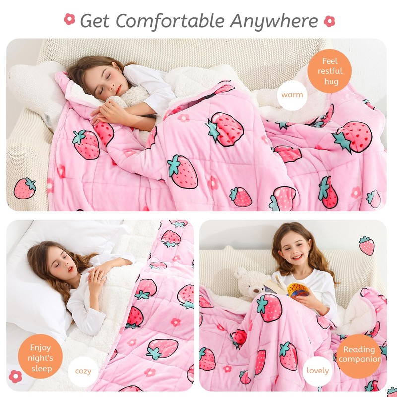 Weighted Blanket 7 pounds Twin Size 41"x 60",Soft Sherpa Fleece