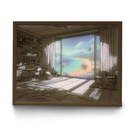 ZIOSTAND WOODMENT Liint LED Frame Mood Light with Seasonal Window Scene Acrylic Art – 3 Light Modes, USB Powered, Unique Home Decor for Bedroom Living Room Office - Summer