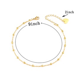 VU100 Dainty Cute Gold Ball Beads Ankle Bracelet for Women Girls Chain Anklet Beach Barefoot Sandal Foot Jewellery Adjustable