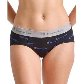 Champion Women's Heritage Hipster Underwear, Stretch Cotton Panties (Retired Colors), Imperial Indigo/Mini C Logo, Large