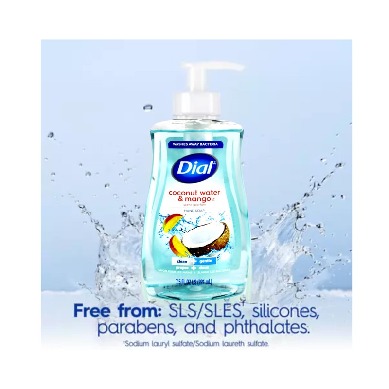 Dial Liquid Hand Soap, Coconut Water & Mango, 7.5 Fluid