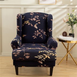 Eco-Ancheng Wing Chair Slipcovers 2-Piece Stretch Wingback Chair Slipcover Non-Slip Furniture Protector Wing Chair Cover Wingback Armchair Covers with Elastic Bottom Slipcovers for Wingback Chair