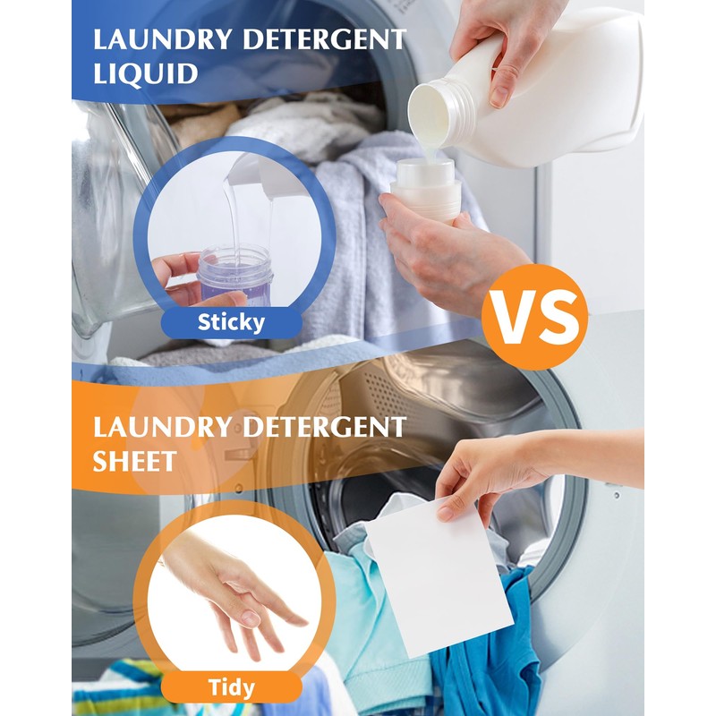 Laundry Detergent Sheets Space-Saving Travel-Deep Cleaning Fresh Linen Scent Eco
