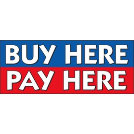 SSWBasics Windshield Banner With Bungee Cord - "Buy Here Pay Here" - 50ʺL x 20ʺH