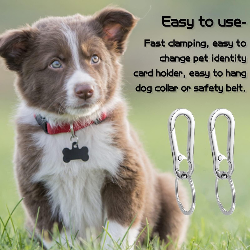 2 Pack Dog Tag Clips, Stainless Steel Heavy Duty Quick