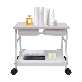 PIAOCAIYIN Beauty Salon Nail Or Foot Bath Spa Trolley, Portable Esthetician Trolley Cart, Pedicure Manicure Salon Supplies, Pedicure Stool for Feet for Beauty Parlors, Hair Salons, Home (White)