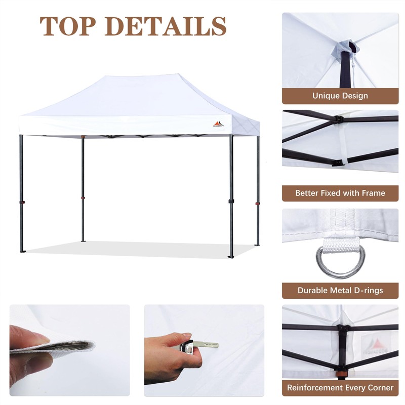 SCOCANOPY 10x15 Canopy Replacement Canopy Top,Canopy Cover ONLY, Bonus 4Pack