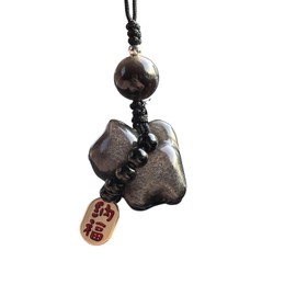 RICHRAIN Obsidian Black Cat Figurine for Women Bag Charm Crystal Pendant,Cat Trinkets (Black Cat)