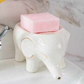 Bathroom Soap Tray Holder with Water Drainage Elephant Green 10ea