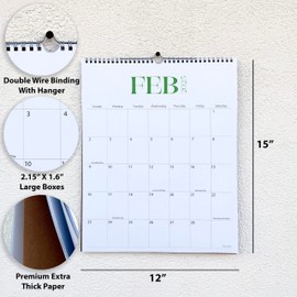 Wall Calendar 2025-2026, 18 Months, Runs From January 2025 to June 2026, 15" x 12" Large Wall Calendar with Hanger, Thick Paper, Spiral Binding, Easy to Write Down Your Plans and Daily/Elegance