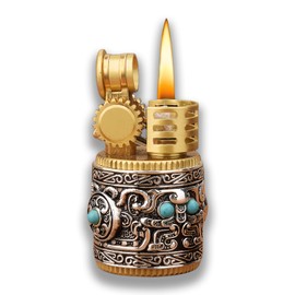 ZIBCECOHI Cool Embossed Design Kerosene Wheel Lighter Refillable Eco-Friendly, Vintage Dazzling & Ultra-Cool, Unique for Men Candles Gift Camping BBQ (No Kerosene) (1#)