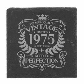 50th Birthday Gift for Men Vintage 1975 Aged to Perfection Engraved Slate Coaster Present for 50 Year Old Etched Natural Slate Placemat (Square Slate)