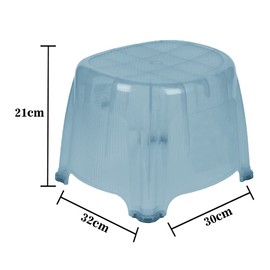 Bath Stool with Water Leaking Hole BPA Free Strong Plastic Multiuse Non-Slip Bath Seat Skid Resistant Stool Bathroom Kitchen Adults Kids Toddlers (Clear Rib Stool, Lucent Blue)