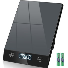 Küchenwaage Digital 10KG Küchenwaagen Glas Digitale Waage Wasserdicht Elektronische Haushaltswaage zum Backen, Tara Funktion, Touch-Taste, 1g Genaue - Grau