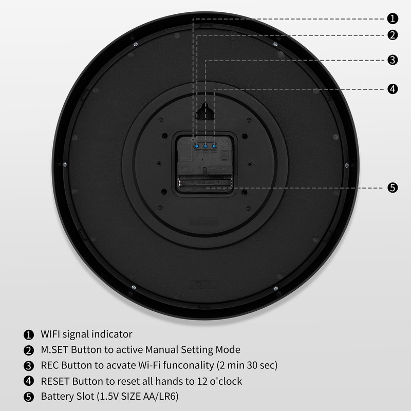 Koosome WiFi Analog Wall Clock with Auto Sync Time &