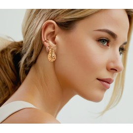 CORIXTAL Gold Hopp Earring for Women,Teardrop Earrings for Women, Gold Jewelry Earring,Gold Drop Earring，Lightweight Waterdrop Hollow Open Hoops,Hypoallergenic Gold Earring Jewelry for Women Gift