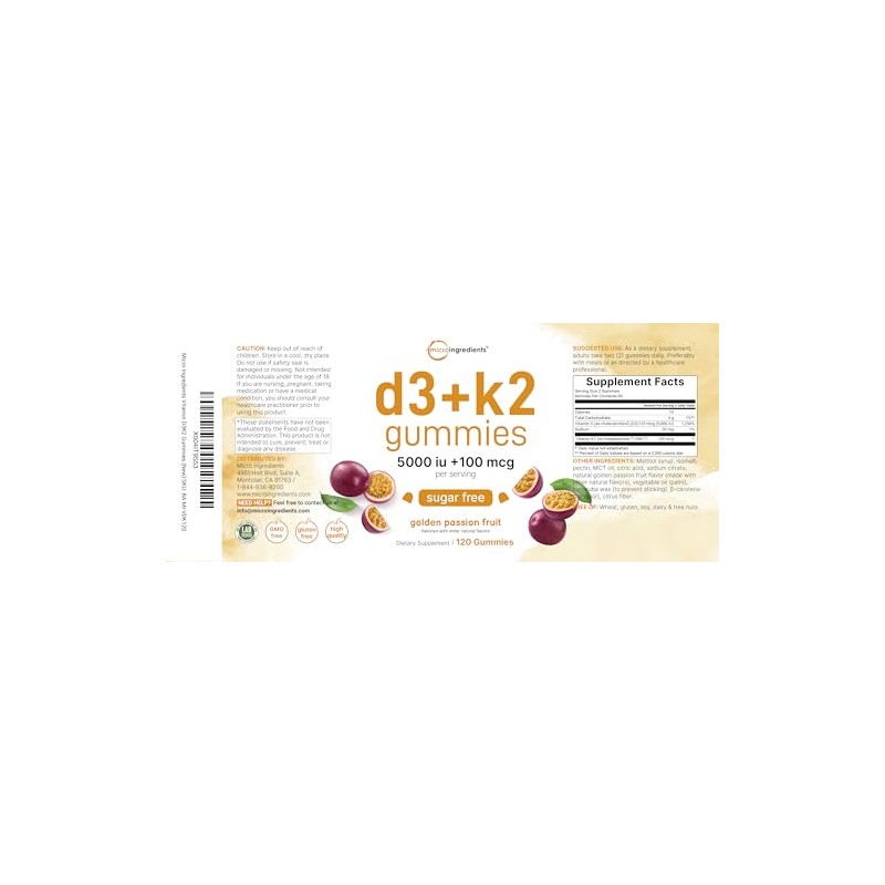 Micro Ingredients D3 K2 5000IU Gummies Bone
