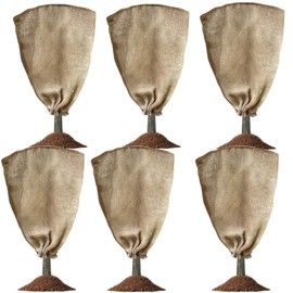 6 Pack 24” × 40” Burlap Winter Plant Cover Bags - Plant Covers Frost Protector with Drawstring Plant Covers Freeze Protection Frost Blankets Shrub Jacket，Freeze Blanket for Outdoor Plants Fruit Tree