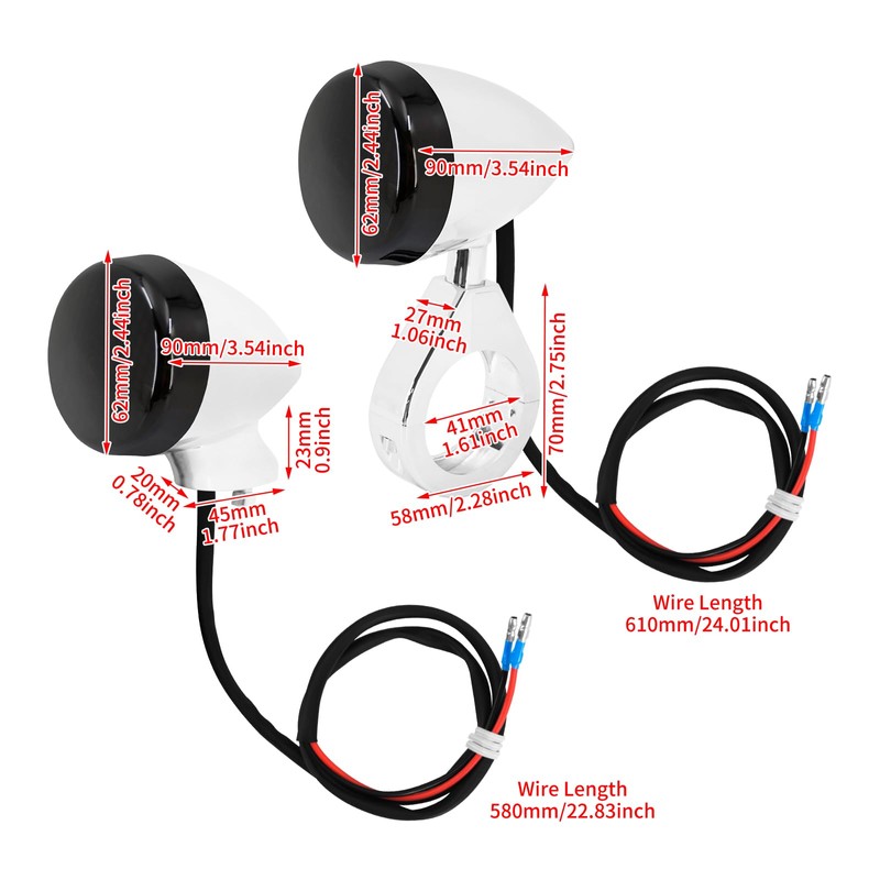 HDBUBALUS 4Pcs Front Rear Motorcycle LED Turn Signals Light 39-41mm