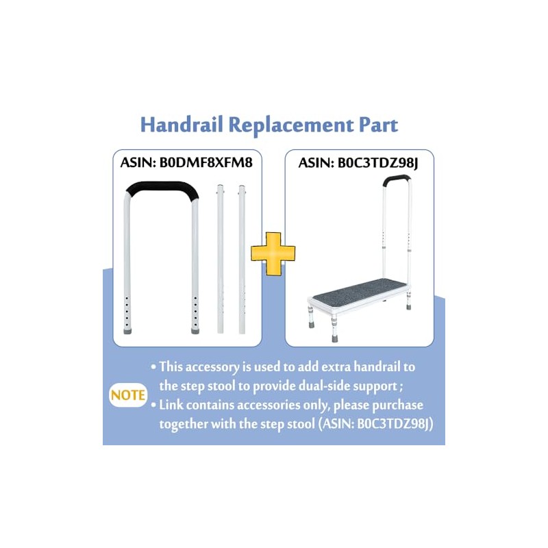 AOSSA Handrail Replacement Part of Bedside Step Stool, Medical Step