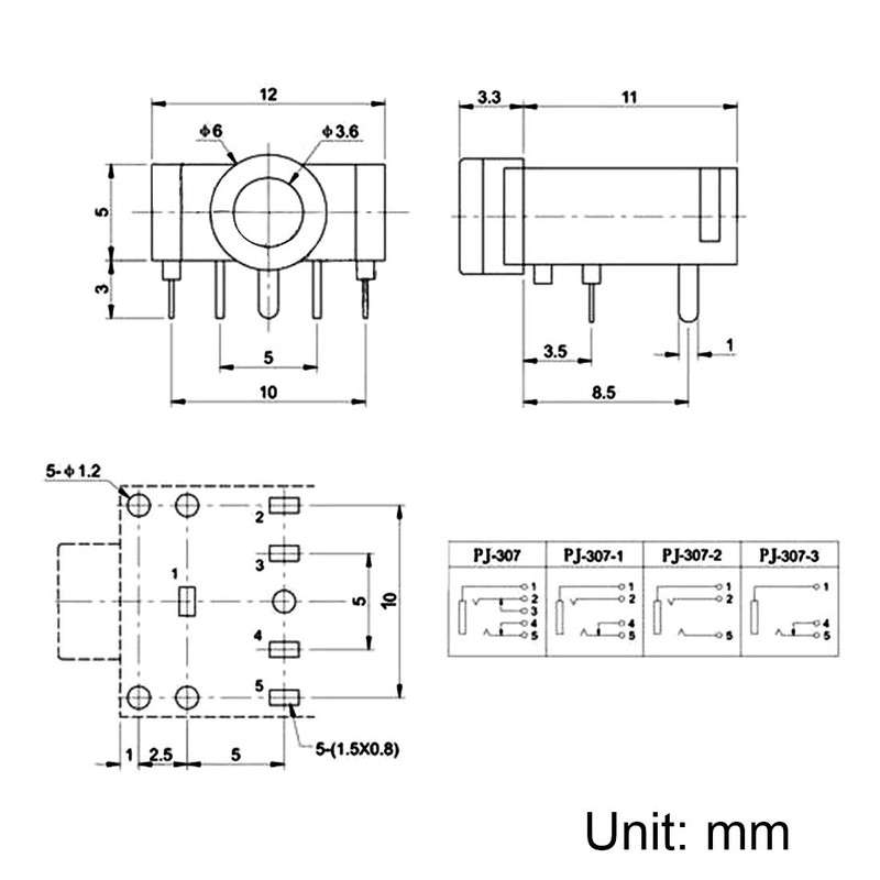 sourcing map 3.5 mm Audio Jack Connector PCB Mount Female