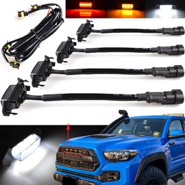 Boigoo Front Grille lights for Tacoma TRD Pro Grill light - White LED Grid 2005 2006 2007 2008 2009 2010 2016 2017 2018 2019 Tacoma Grilles Kit