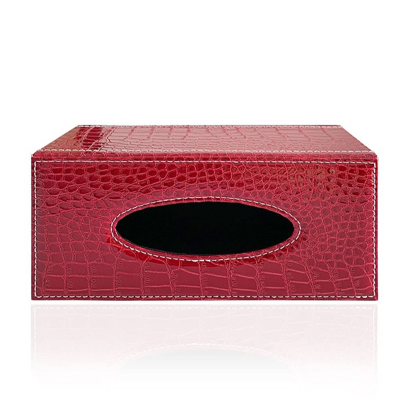 PTAPIPI Elegant PU Leather Tissue Box Holder, Modern Rectangular Towel