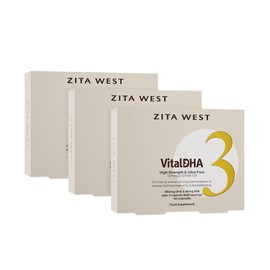 Zita West Vital DHA with Omega 3 + Zinc for Fertility - Essential Multivitamins for Preconception, Pregnancy & Breastfeeding -Three Months Supply (Pack of 3, 3 x 60 Capsules)
