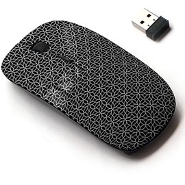 2.4G Wireless Mouse with Cute Pattern Design for All Laptops and Desktops with Nano Receiver - Black and White Floral