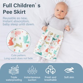 CUXFLS - Falda de pañales impermeable para cama de bebé y niño, pantalones cortos de entrenamiento para niños y niñas por la noche (conejo)