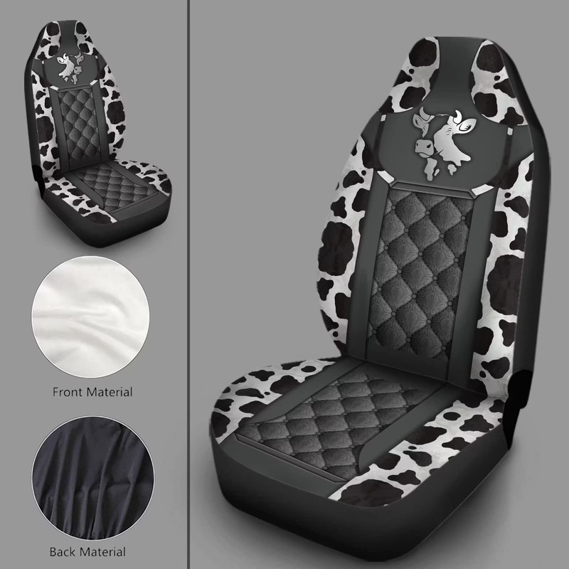 STUOARTE Cow Print Car Seat Covers for Front Seats, 2