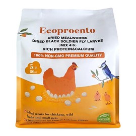 Ecoproento Dried Mealworms - Nature Non-GMO Dried Mealworms & BSF Larvae Mix - Nutritional Balance High Protein & Calcium for Chicken Wild Bird Laying Hens Treats:_5LBS