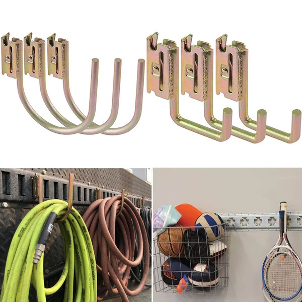 Jimikay 6 Pack E-Track J-Hooks Heavy Duty Storage Hooks, Steel,
