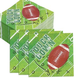 BASHOUT Football Party Napkins | 80 Pcs Party Pack Napkin Set For Game Day | Touchdown Cocktail and Cake Napkins | Big Game and Tailgate Football Paper Napkins | Football Party Table Decorations | BASHOUT