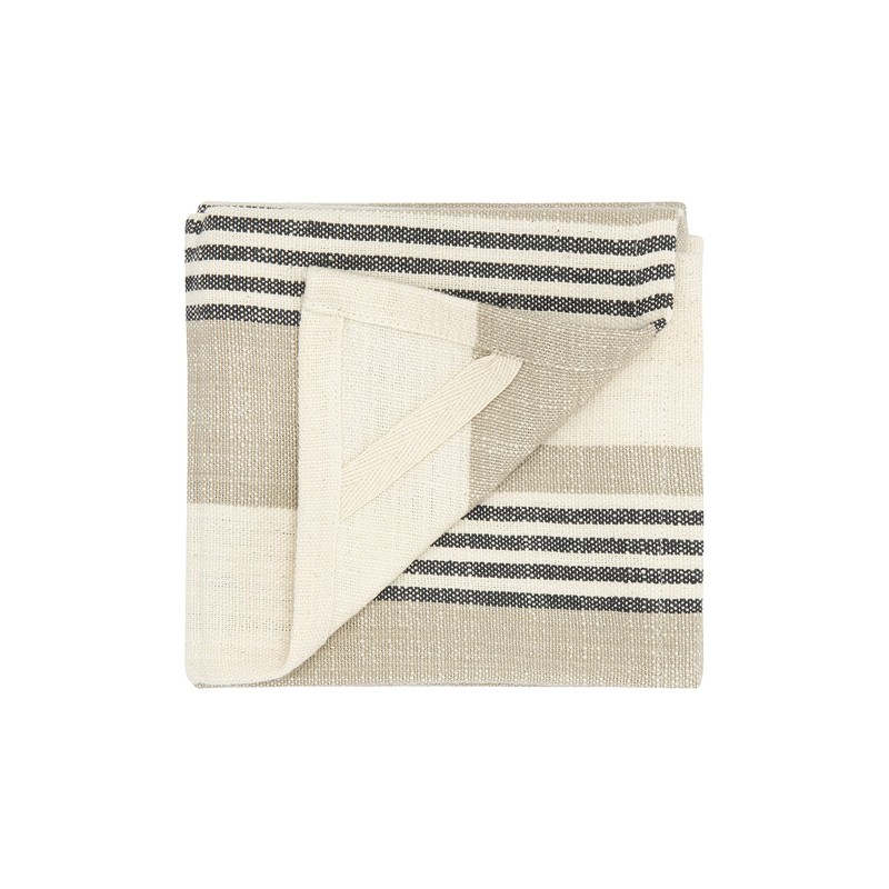 Creative Co-Op Tan & Grey Striped Cotton Tea Towels (Set