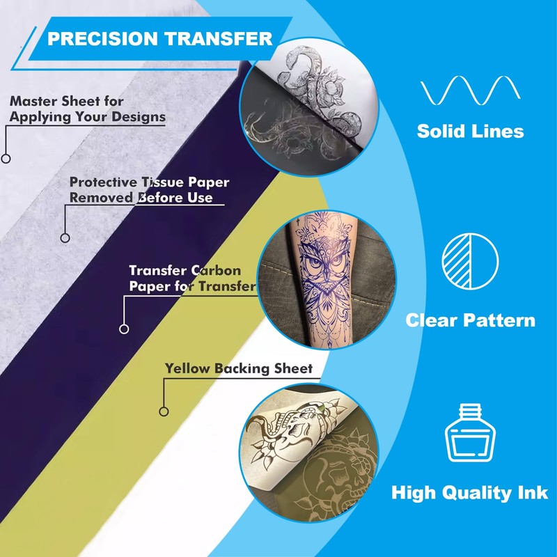 Tattoo Transfer Paper 100 Sheets, Thermal Stencil Paper for Tattooing