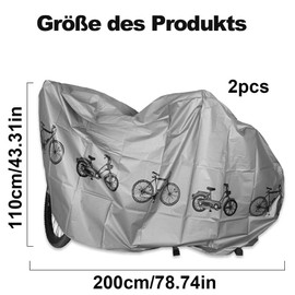 LATRAT Pack of 2 Bicycle Garage Protective Cover, Bicycle Covers, Bicycle Tarpaulin, Bicycle Protective Cover for Bicycle, Mountain Bike, Motorcycle, Electric Car