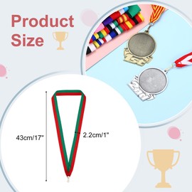 PATIKIL Award Neck Ribbons with Snap Clips, 100 Pack Polyester Medal Lanyards Blank Award Ribbon for Competitions Achievement Sports Party, Red/Green