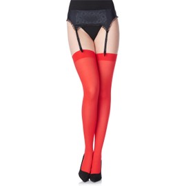 Merry Style Hold-Up Stockings for Women Microfibre Plain Hold-Up Stockings Ladies MS 799 40 DEN, red