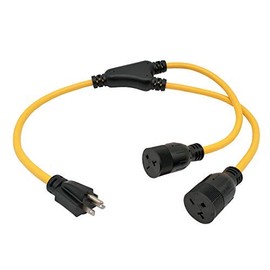 Parkworld 60509 NEMA 6-20 Splitter, 6-20P to (2) 6-20R (T-Blade Female Also for 6-15R Adapter) 250V, 20A, 5000W, 3 Feet