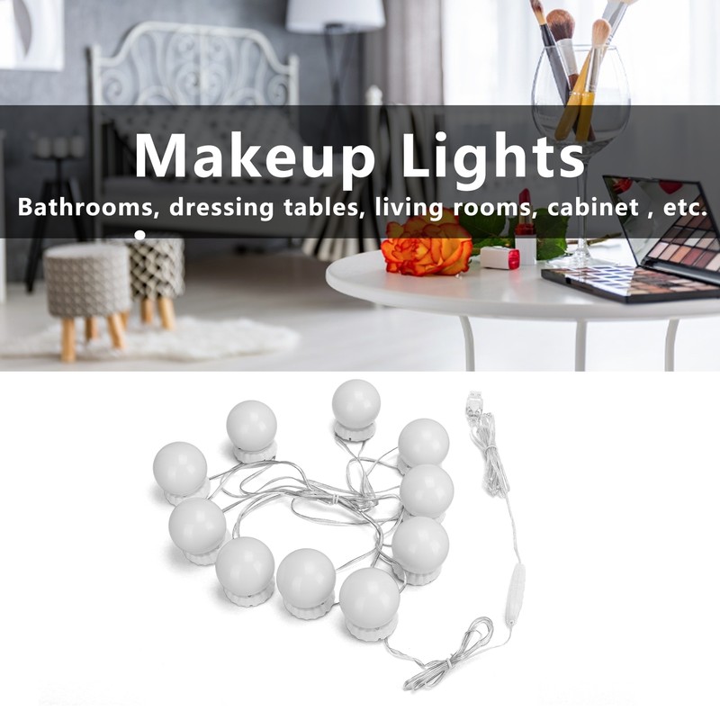 LED Makeup Mirror Lights Retractable Mirror Lamp with Dimmable Light