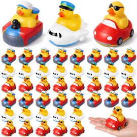 Deekin 24 Pcs Transportation Rubber Ducks 2.8 Inches Traffic Party Favors Pilot on The Plane Captain in The Boat Driver Chauffeur in The Car Ducks for Transportation Birthday Party Gifts Decoration
