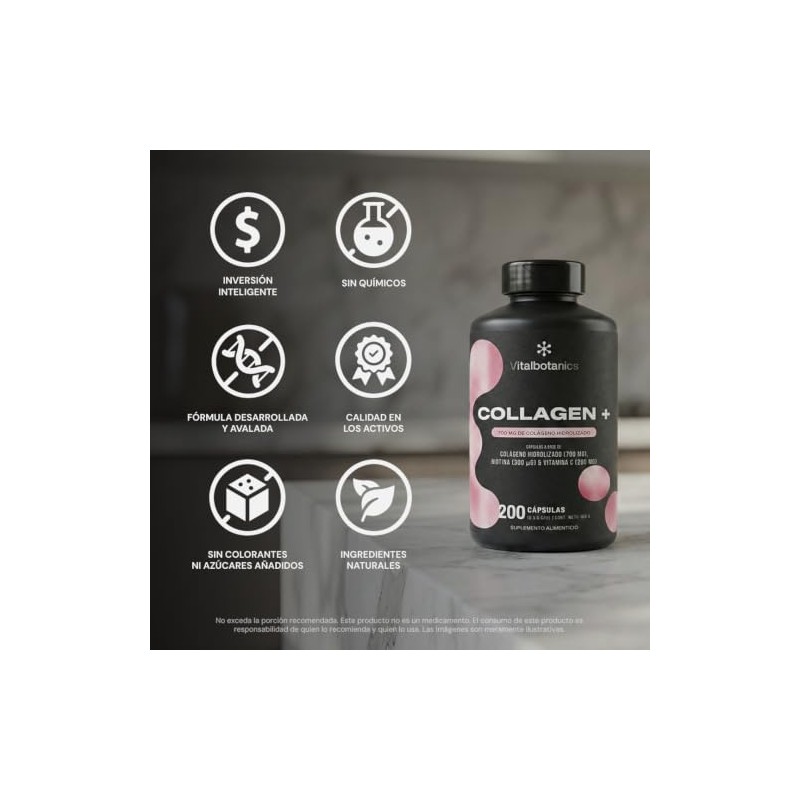 Vital Botanics Collagen + Biotina y Colágeno Hidrolizado con Vitamina
