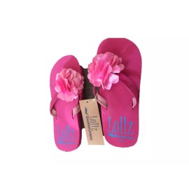 LOLLZ Girls Shoes Kids Waveware Flip Flops Arch Support Pink Flower SIZE 9/10