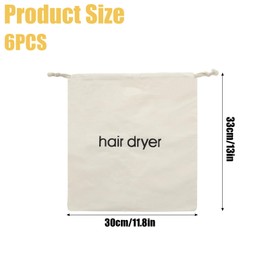 GBACHOOSE 6PCS Hair Dryer Bags Beige Container Hairdryer Bag for Travel Bathroom(13x11.8 Inch)