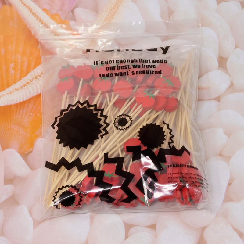 Honbay 100PCS Tomato Bamboo Cocktail Picks Fruit Food Hamburger Toothpicks