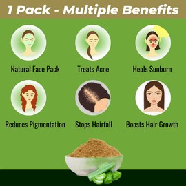 Reneu Herbals Aloe Vera Powder Organic | Herbal Powder Hair | Herbal Powder Skin I For Frizz Dry Dull Hair I For Glowing Fresh Hydrated Skin - 100 GM