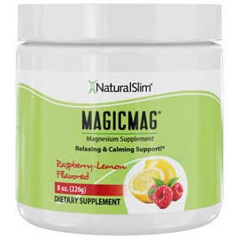 NaturalSlim NaturalSlim Magicmag Pure Magnesium Citrate Powder Stress, Constipation, Muscle, Heart Health, and Sleep Support | Raspberry Lemon Magnesium Supplement - 8oz Drink Mix (Solo)
